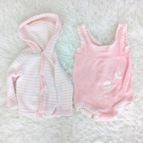 Vintage Baby Girl's Carter's Pink Swimsuit Jacket Terrycloth 19-30 Months Large